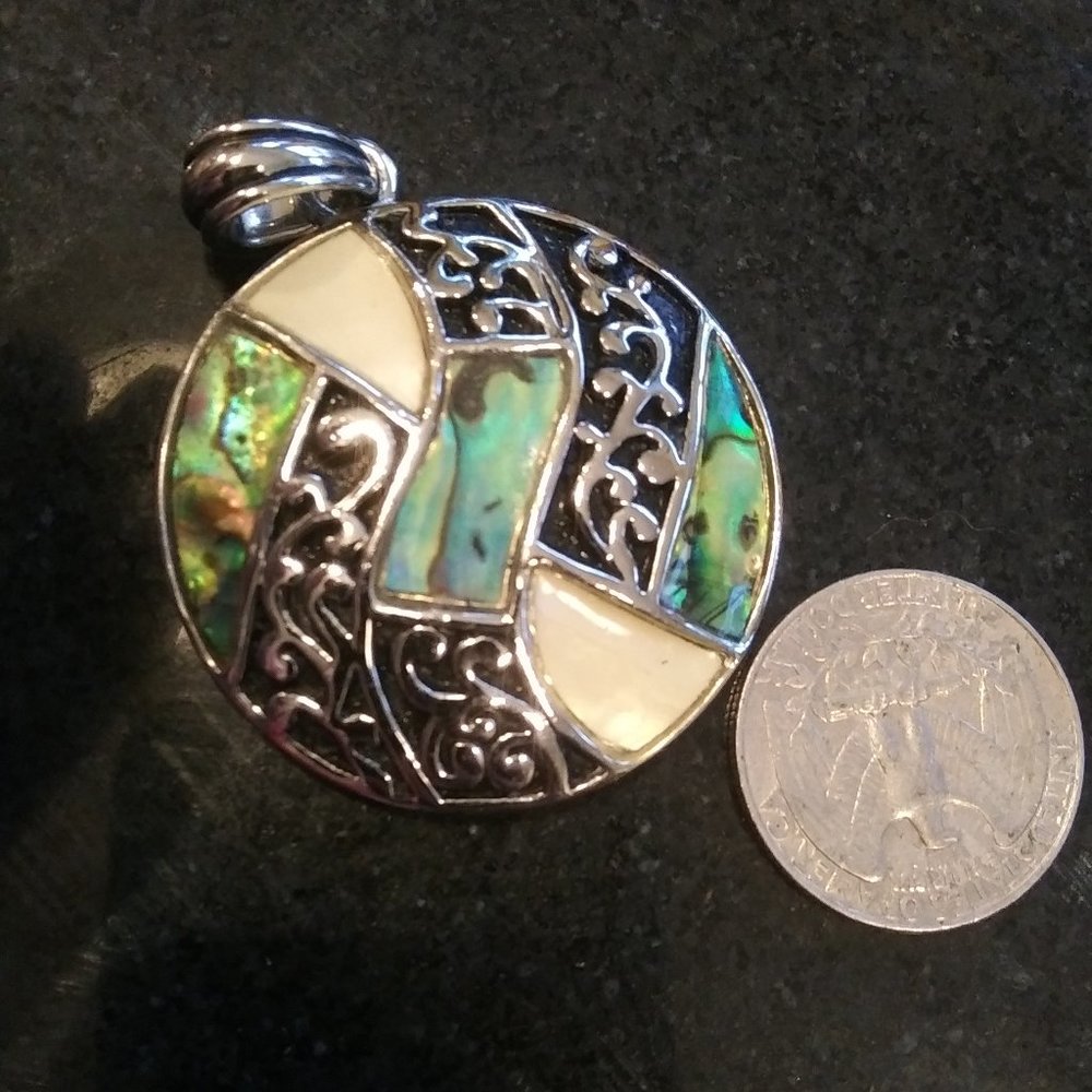 Lia Sophia abalone  silver tone pendant
